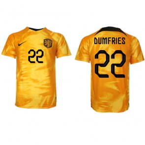 Netherlands Denzel Dumfries #22 Replica Home Stadium Shirt World Cup 2022 Short Sleeve